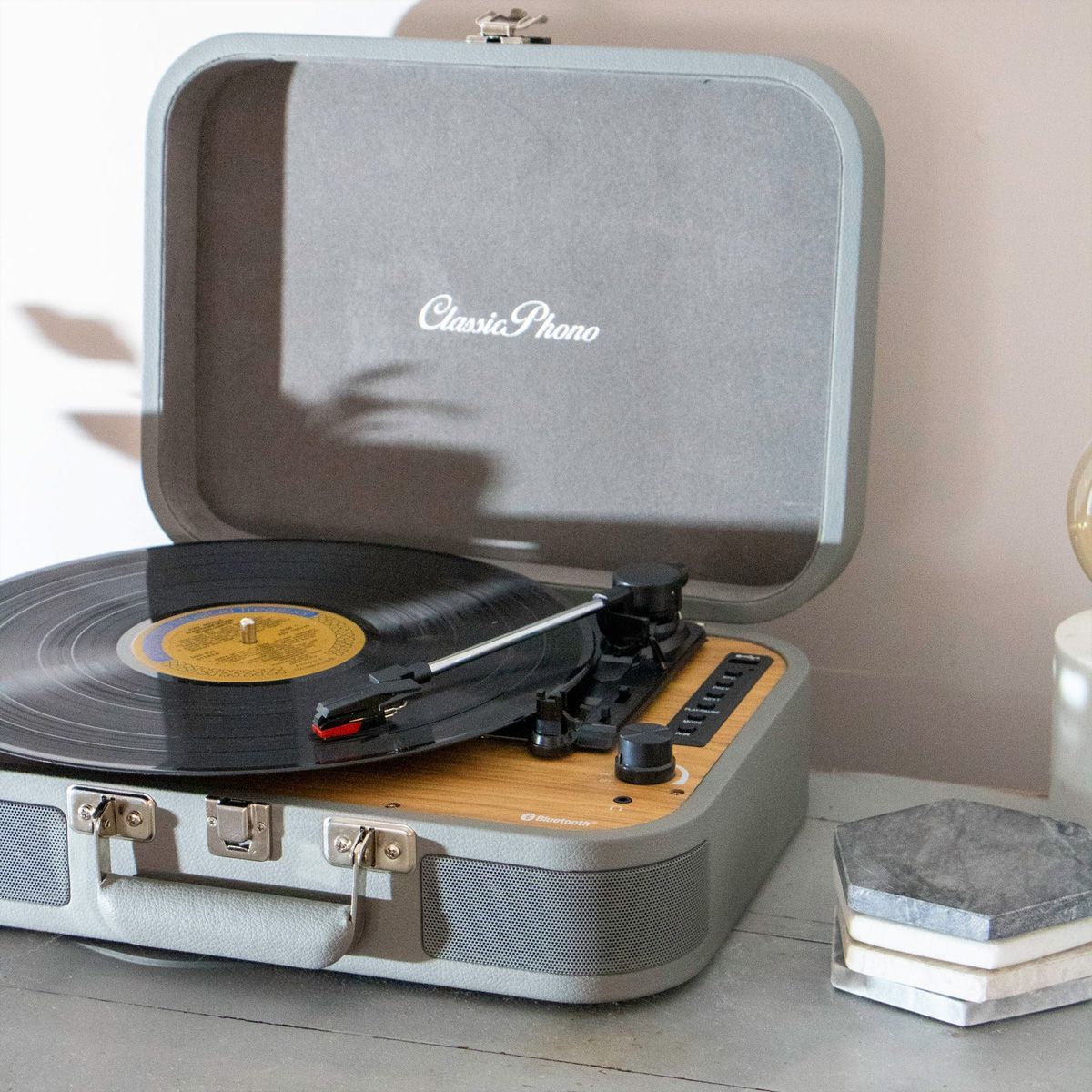 Platine vinyle Lenco TT-116GY, Encodage direct des MP3 USB, 33rpm&45rpm