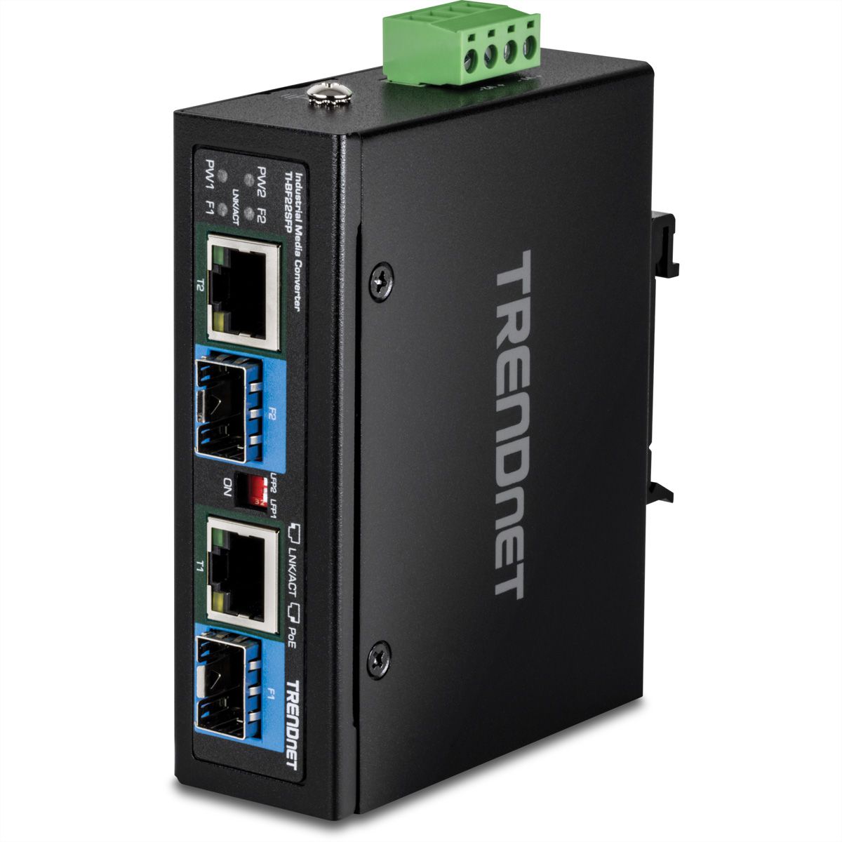 TRENDnet TI-BF22SFP Convertisseur de média industriel, SFP vers PoE++ Gigabit à 2 ports