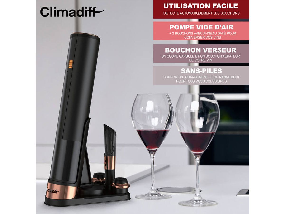 Climadiff Weinöffner TBEVOLUTION, aufladbar, mit Zubehör