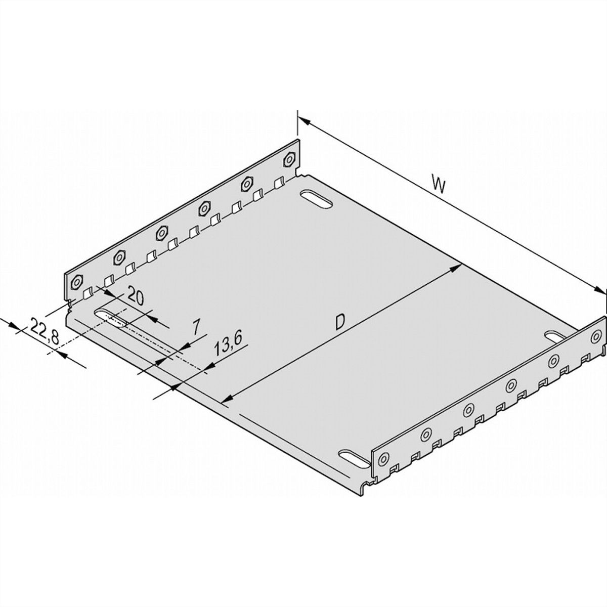 Plaque de montage SCHROFF EuropacPRO pour utilisation avec plaque de recouvrement, 63 CV, 220 mm de longueur de panneau