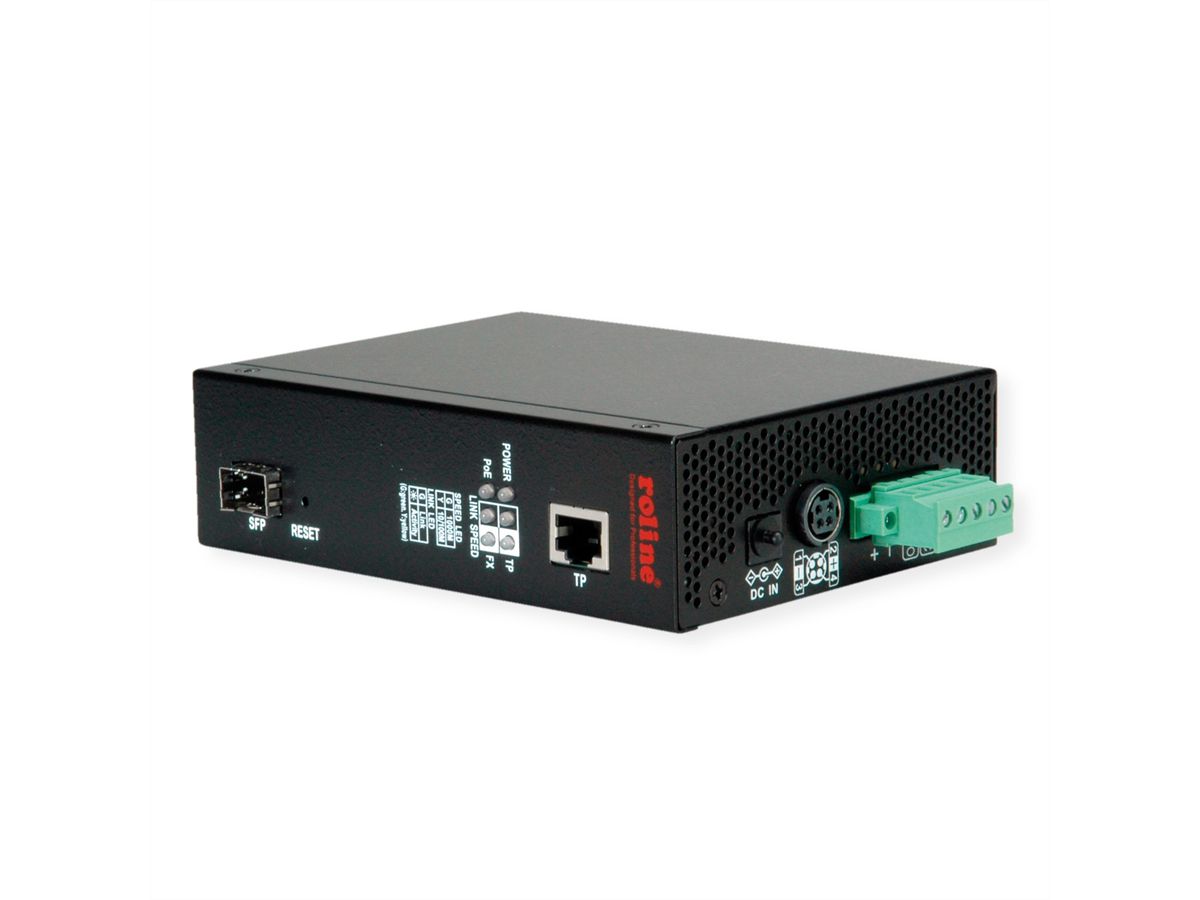 ROLINE Industrie Konverter Gigabit Ethernet - Dual Speed 100/1000 Fiber, mit PoE Funktion