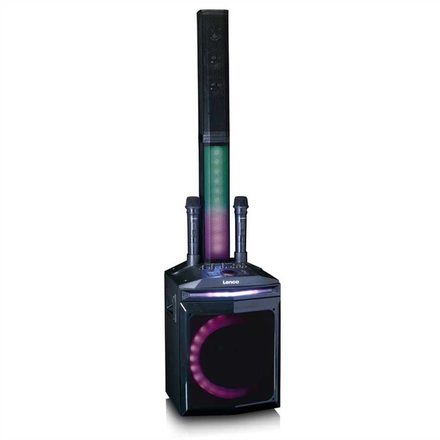 Lenco PA-Anlage PA-220BK, 2 Mikrofone,, BT, Party Licht, 120W RMS