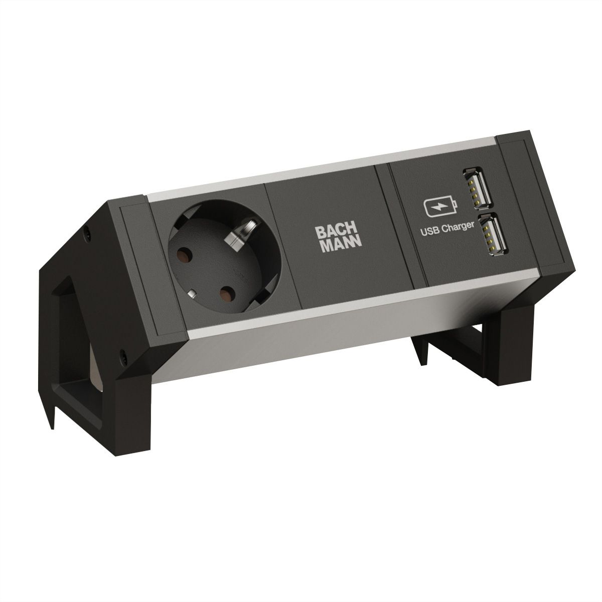 BACHMANN DESK2 ALU BLACK 1x contact de protection 1x USB-Charger GST18