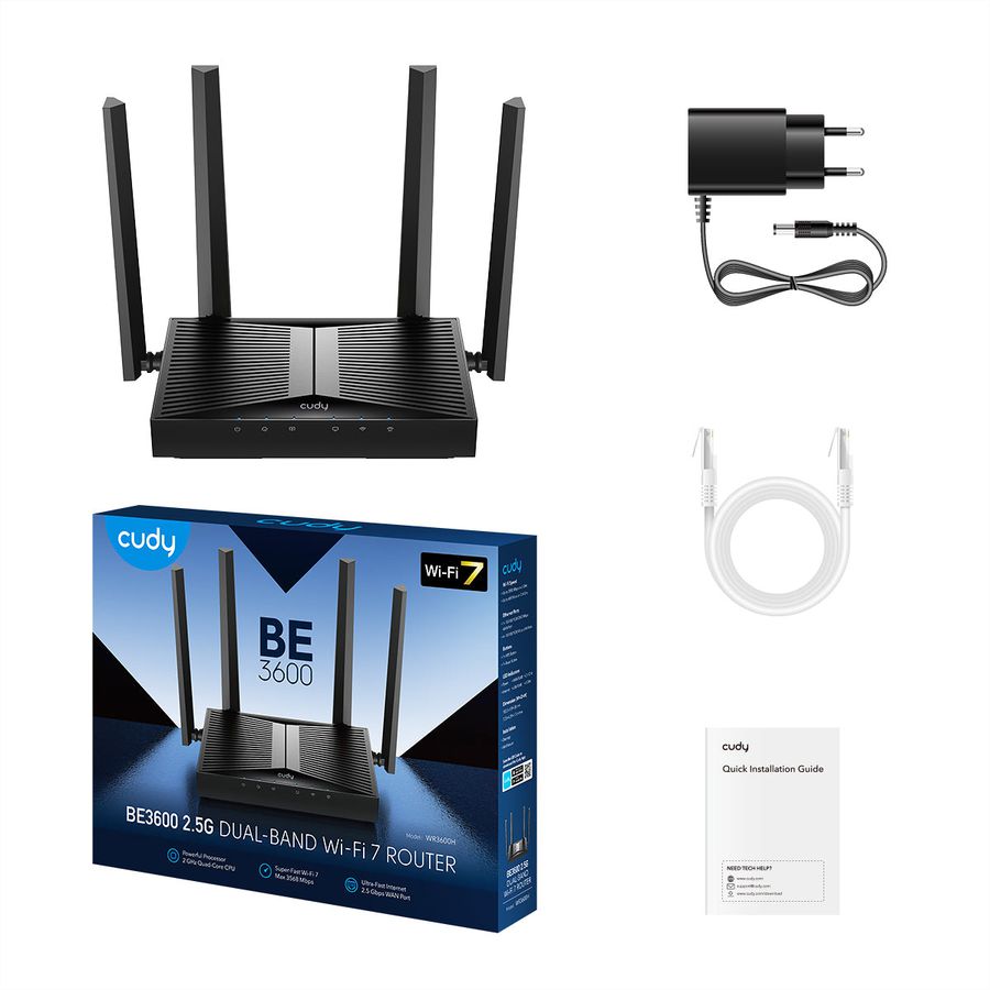 CUDY WR3600H BE3600 2.5G Wi-Fi 7 Mesh Router