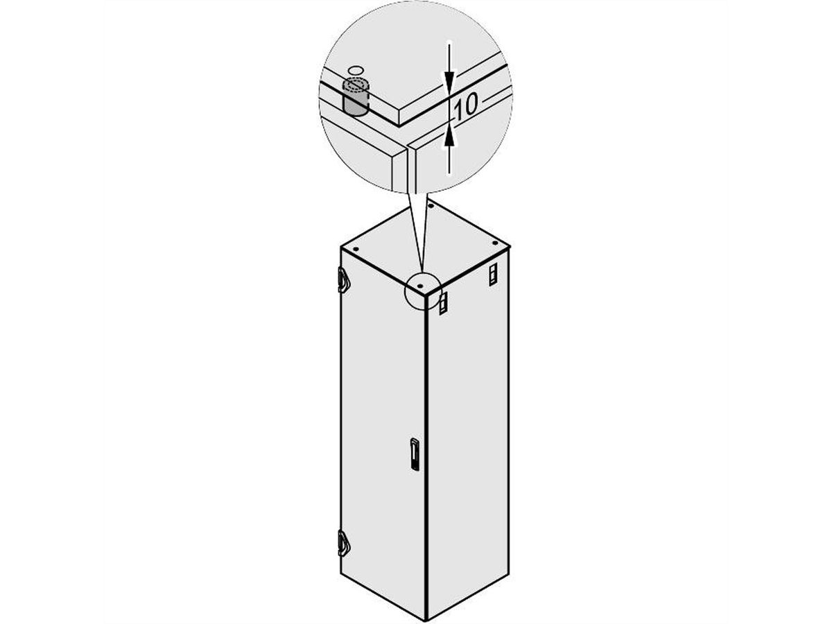 Entretoise pour capot supérieur SCHROFF Varistar, pour capot supérieur plat fermé de 10 mm