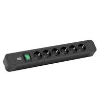 BACHMANN Prise multiple, 12x, aluminium, noir, 2 m