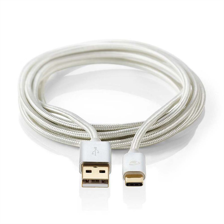 Nedis USB 2.0 Kabel, Typ C - Typ A, ST/ST, 15W, silber, 2m