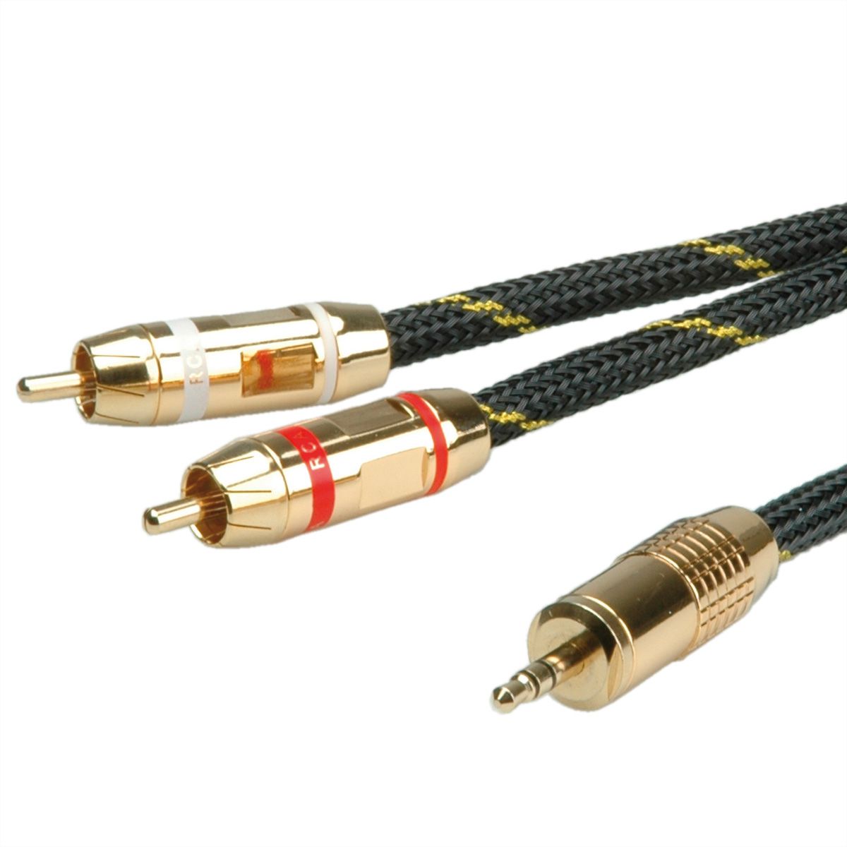 ROLINE GOLD Audio-Verbindungskabel, 3,5mm Stereo - 2x Cinch, ST/ST, 5 m