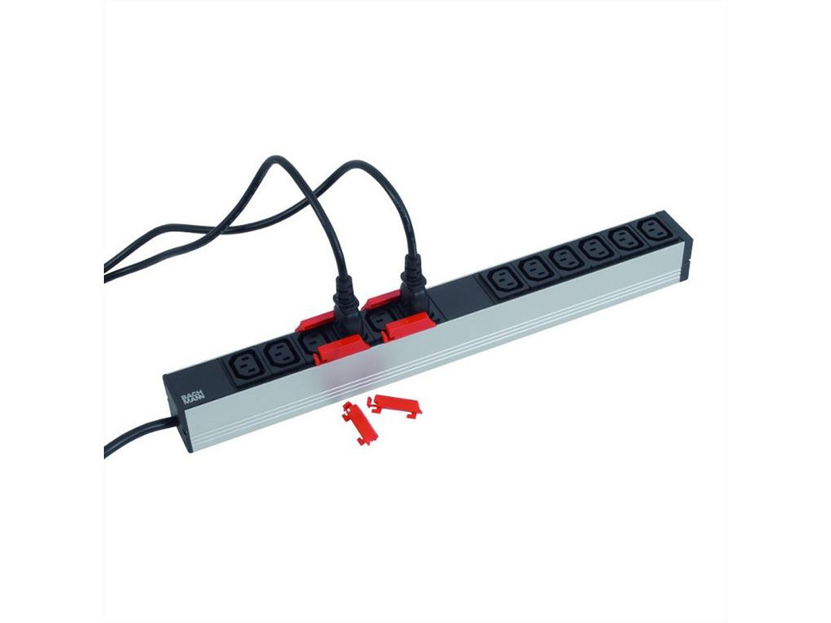 BACHMANN Steckdosenleiste 19" 1HE 12x C13 Buchse, Schutzkontakt-Stecker