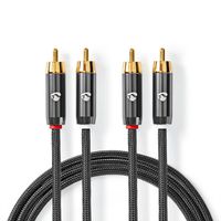 Câble audio stéréo Nedis, 2x RCA, ST/ST, gris, 5 m