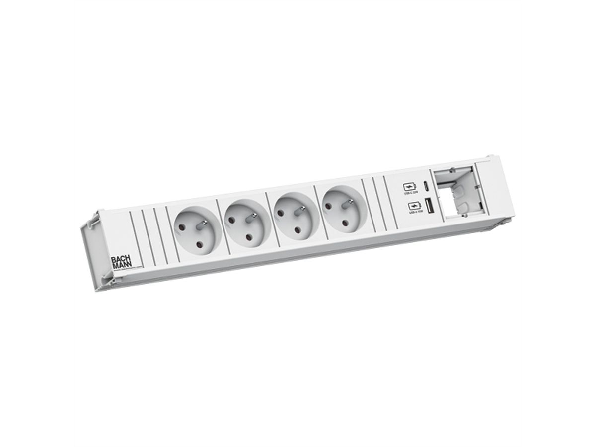 BACHMANN CONI 4xUTE 1xUSB A/C 22W 1xCM 0,2m GST18 RAL9010