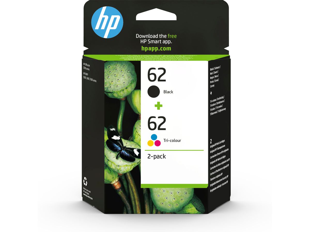 HP 62 2er-Pack Schwarz/Cyan/Magenta/Gelb Original Druckerpatronen