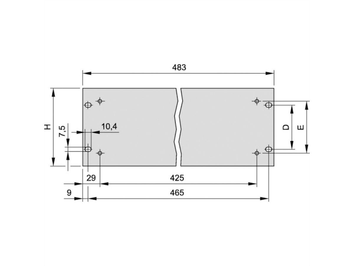 Face avant 19" SCHROFF avec trous pour poignées, 3 U, 4 mm, alu, anodisé