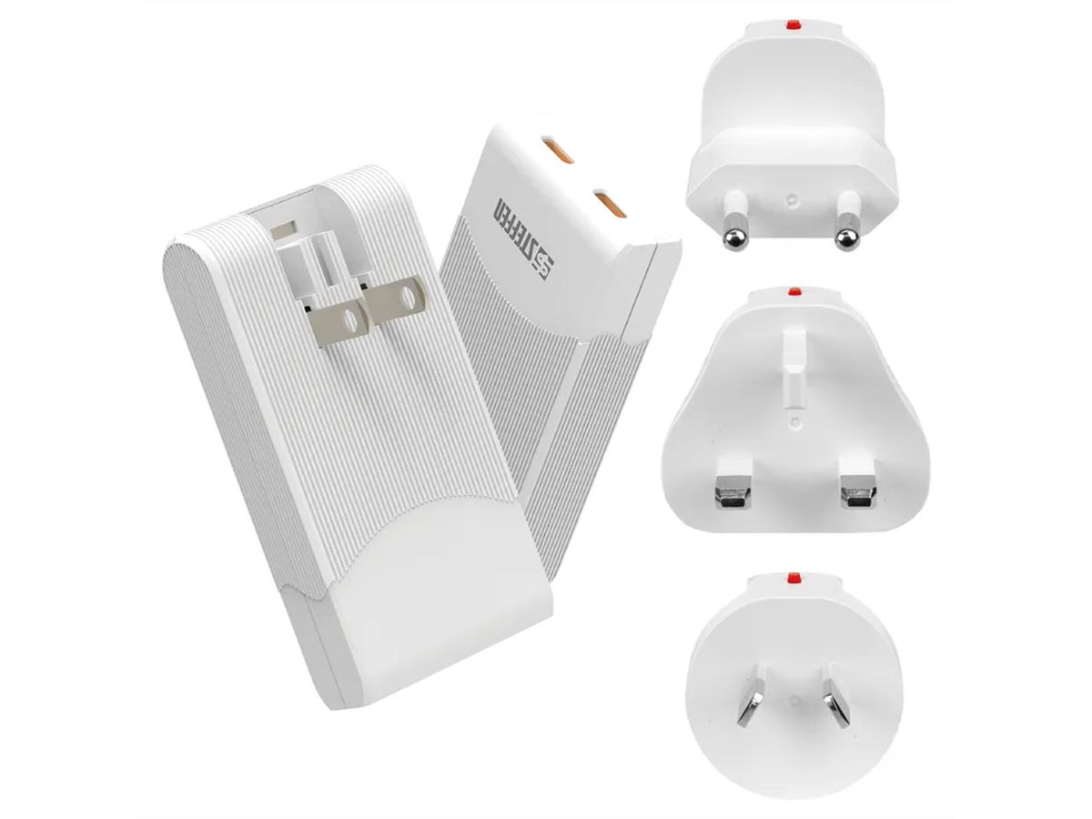 Steffen Reiseladeadapter World PD 65W, 2xUSB-C, max. 5A weiss