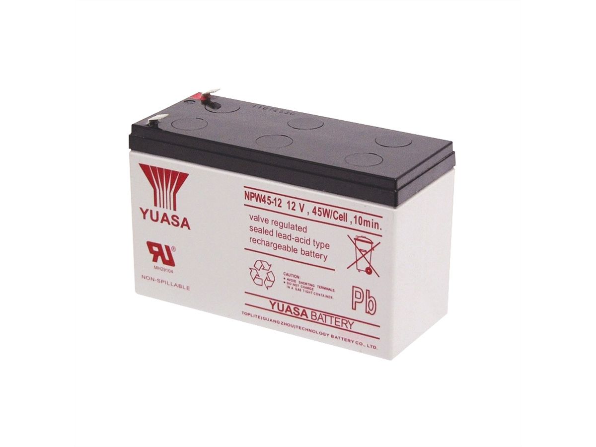 YUASA 12VDC 9Ah Verschlossener, wartungsfreier Bleiakkumulator, Anschlüsse Faston 250 6.3mm, Ideal für USV Anlagen