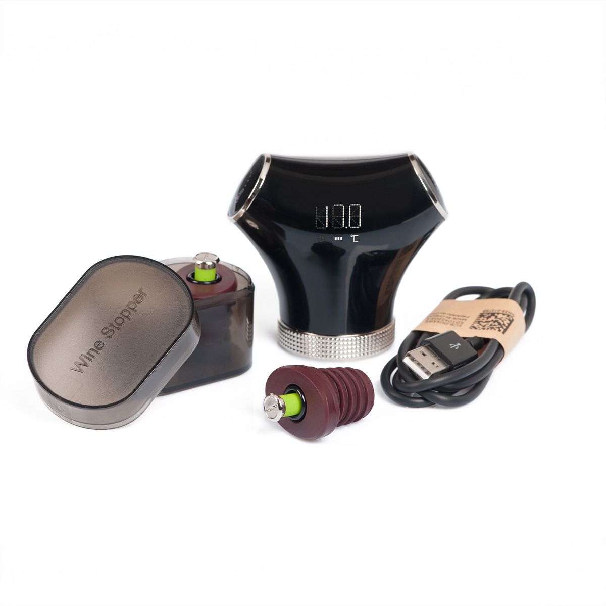 Climadiff Wein-Vakuumierer EVAC02, USB aufladbar, Temp Anzeige