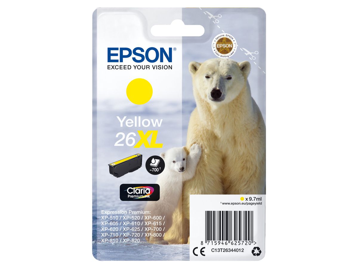 Epson Singlepack Yellow 26XL Claria Premium Ink