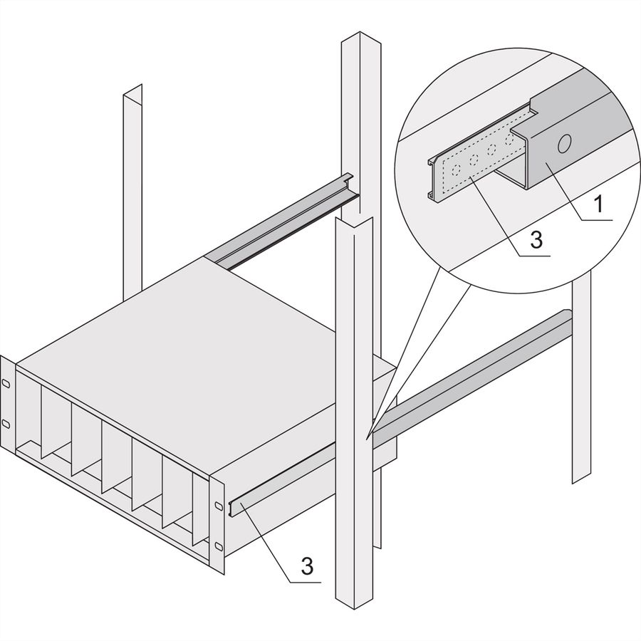 Adaptateur profilé en C SCHROFF pour bacs à cartes montés en armoires, 235 mm