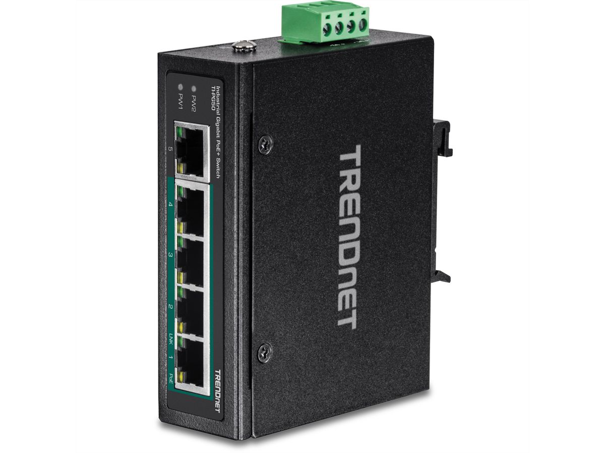 TRENDnet TI-PG50 Switch Rail DIN PoE+ Gigabit industriel à 5 ports