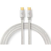 Nedis Câble USB 2.0, Type C-C, M/M, 100W, argent, 2m