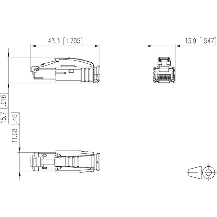 METZ CONNECT E-DAT Industry IP20 RJ45 plug black, mit Tülle schwarz