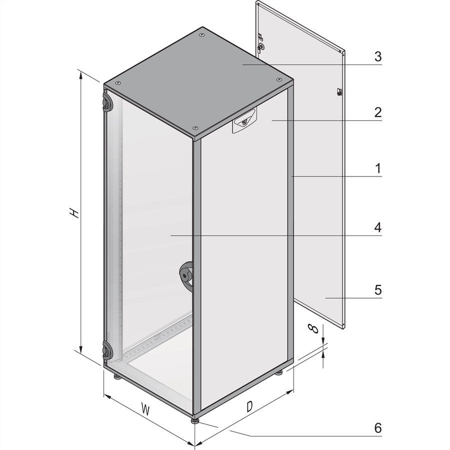 Armoire Novastar SCHROFF avec porte vitrée et panneau arrière, Slim-Line, RAL 7021/7035, 945H 553W 600D
