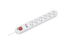 BACHMANN SMART Bâti de prises 6x contact de protection, interrupteur, protection contre les surtensions, blanc, 1,5 m