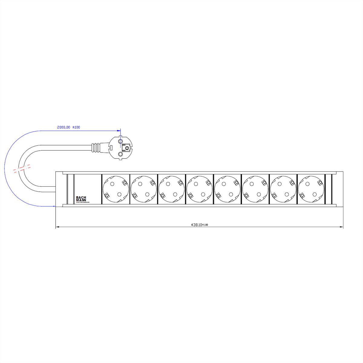 BACHMANN CONNECT LINE 8x contact de protection, Acier inoxydable Emballé dans un polysachet