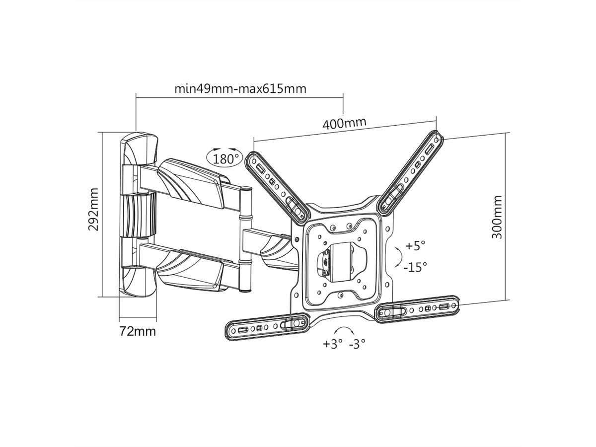 VALUE LCD-/TV-Wandhalterung, 4 Gelenke, bis 35 kg