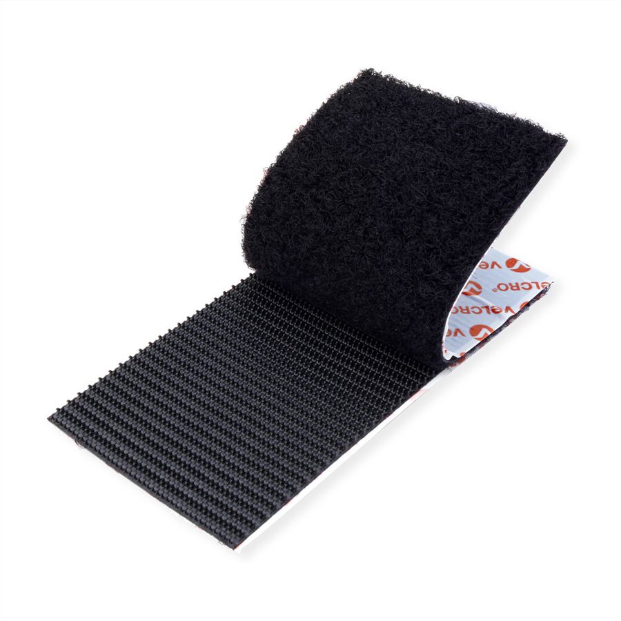 VELCRO® Bandes 50x100mm x 2 noires, crochets&velours autocollants extra fort