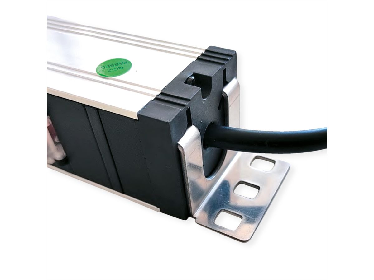 VALUE 19-Zoll-Steckdosenleiste 7fach mit Überlastschutz, 1 HE, Schutzkontakt-Stecker, 1,8 m