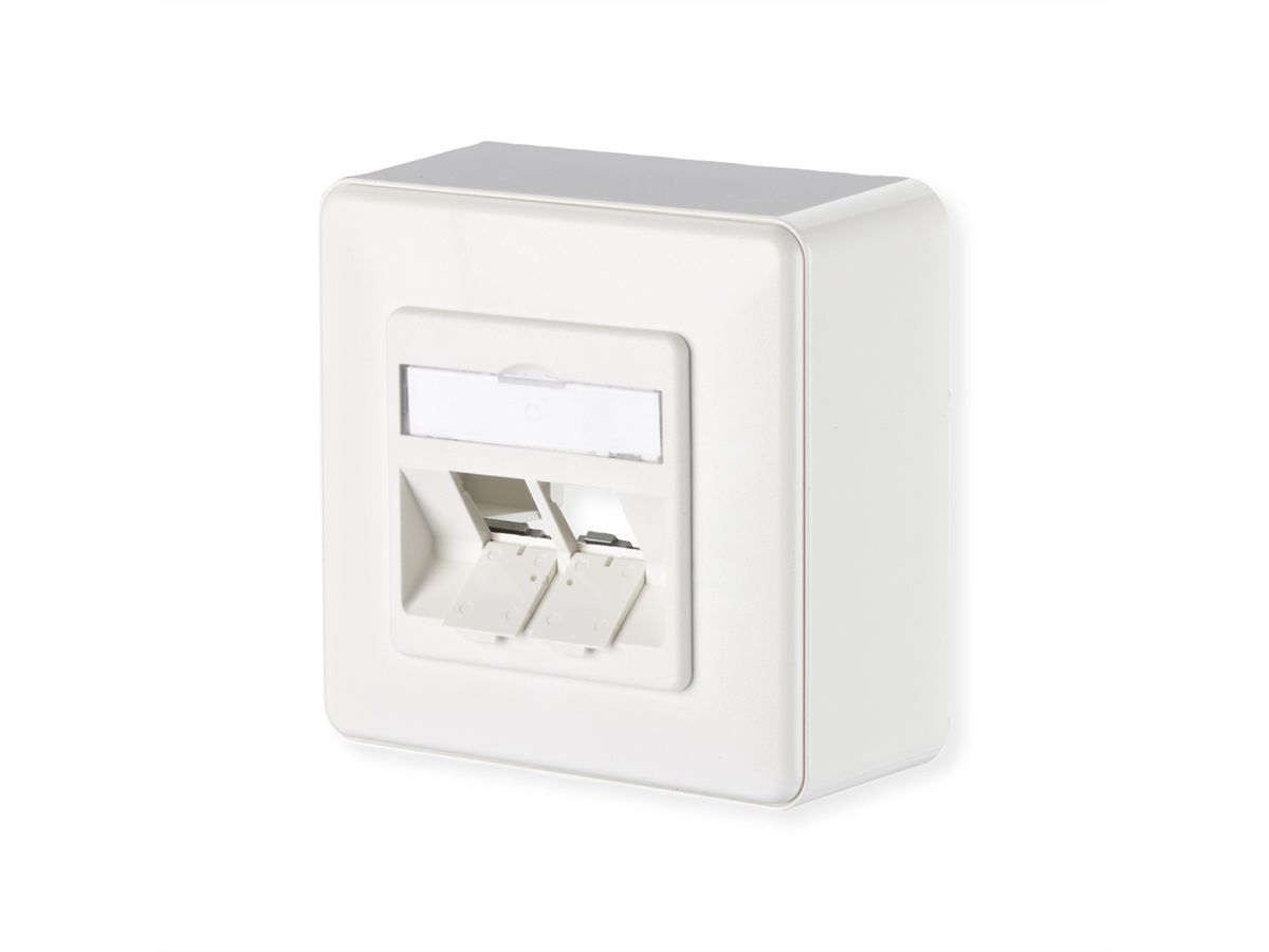 METZ CONNECT Modul boîtier de raccordement montage en saillie , 2 ports non équipé, blanc pur