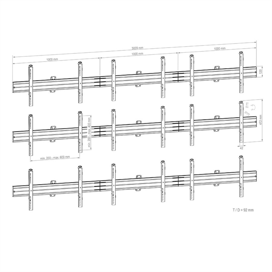 Hagor Wandhalterung CPS Videowall W3x3L 46-55“
