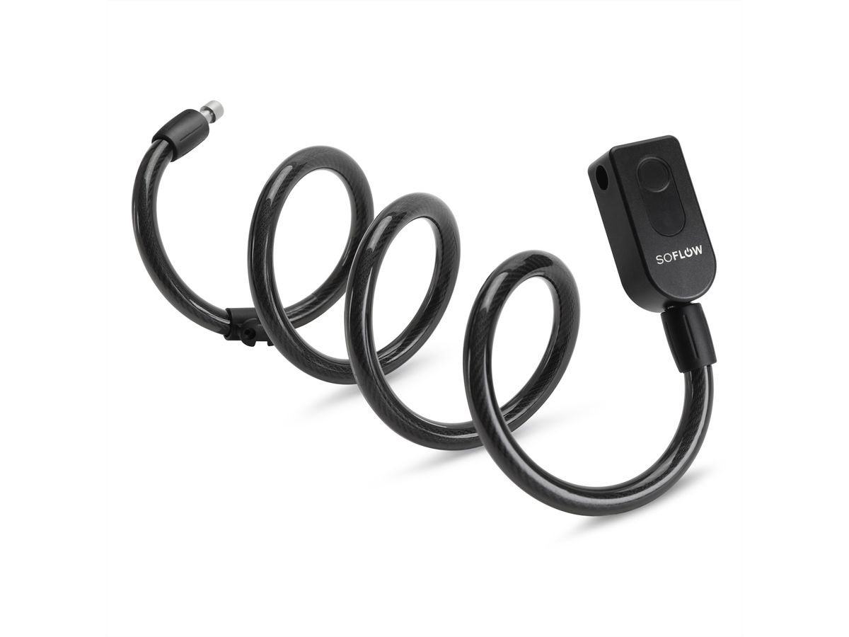 SoFlow Spiralschloss, black, Fingerabdruck und App