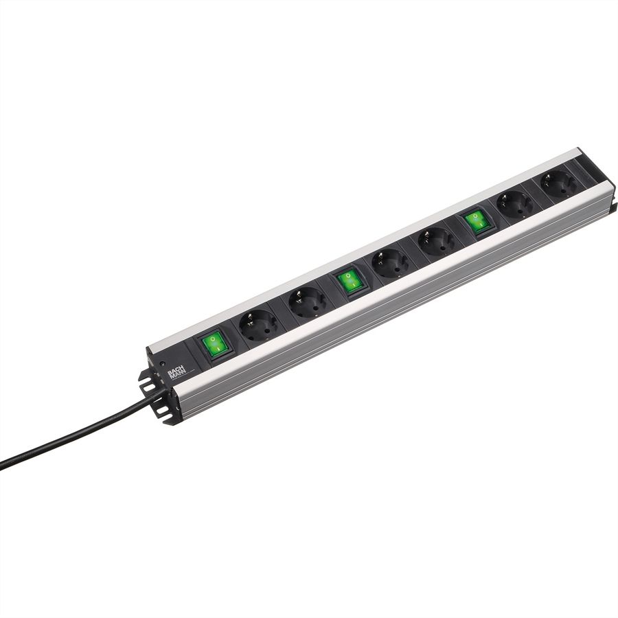 BACHMANN Multiprise 6x contact de protection 3x interrupteur, 2 m