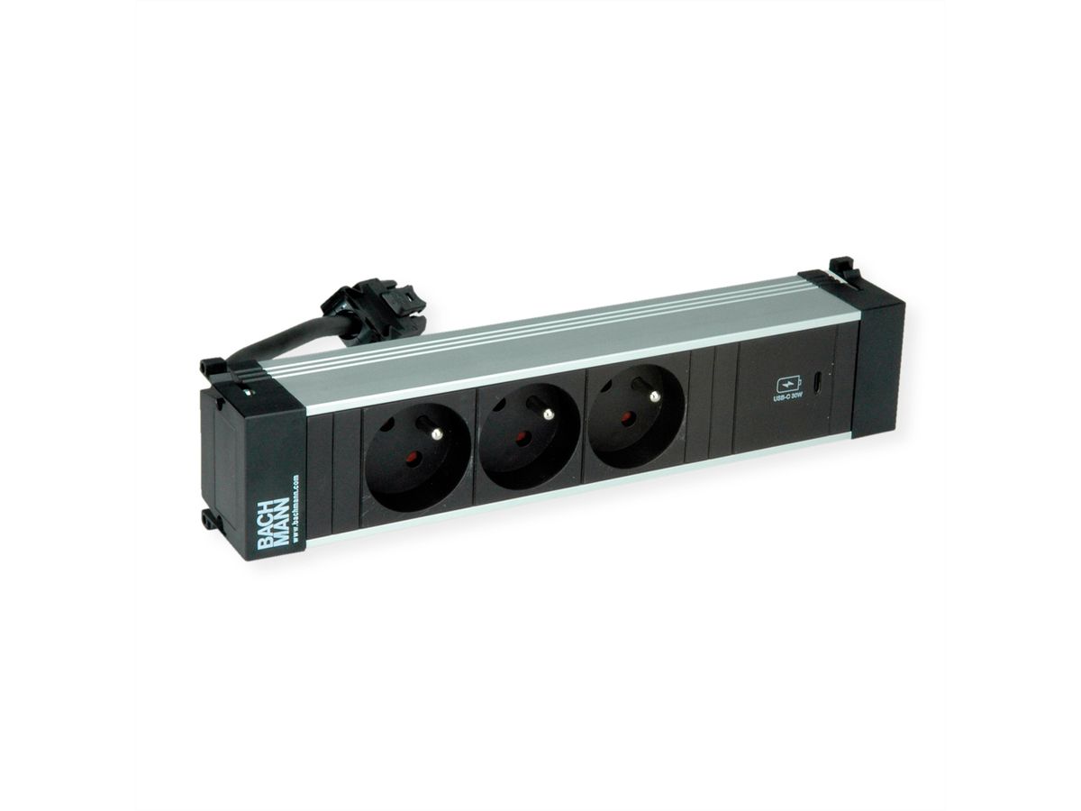 BACHMANN POWER FRAME M 3xUTE 1xUSB C 30W 0,2m GST18
