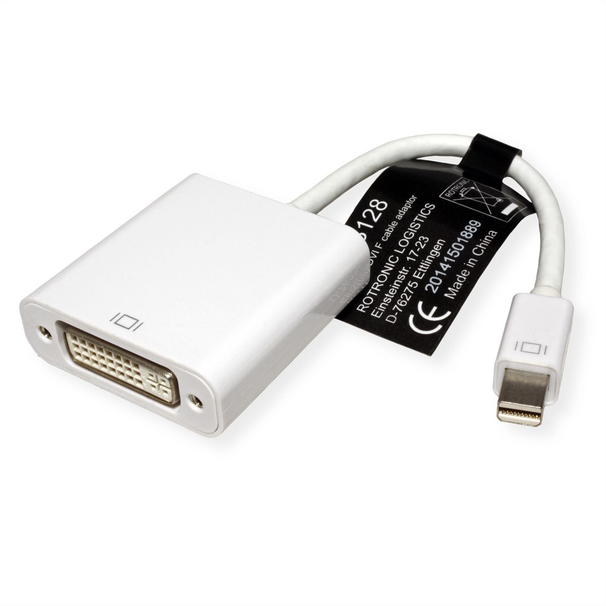 ROLINE Mini DisplayPort-DVI Adapter, Mini DP ST - DVI BU