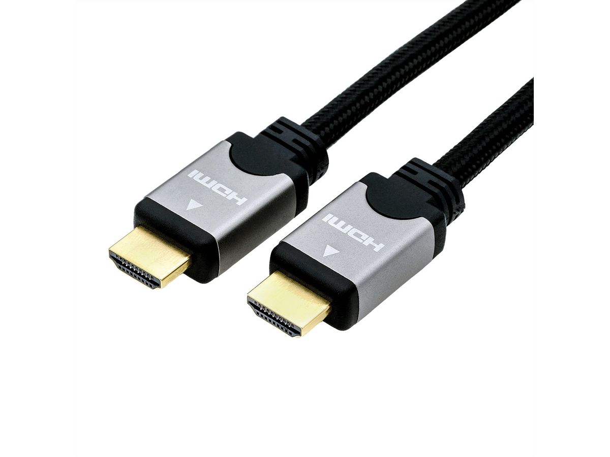 ROLINE Câble HDMI High Speed avec Ethernet, noir/argent, 1 m