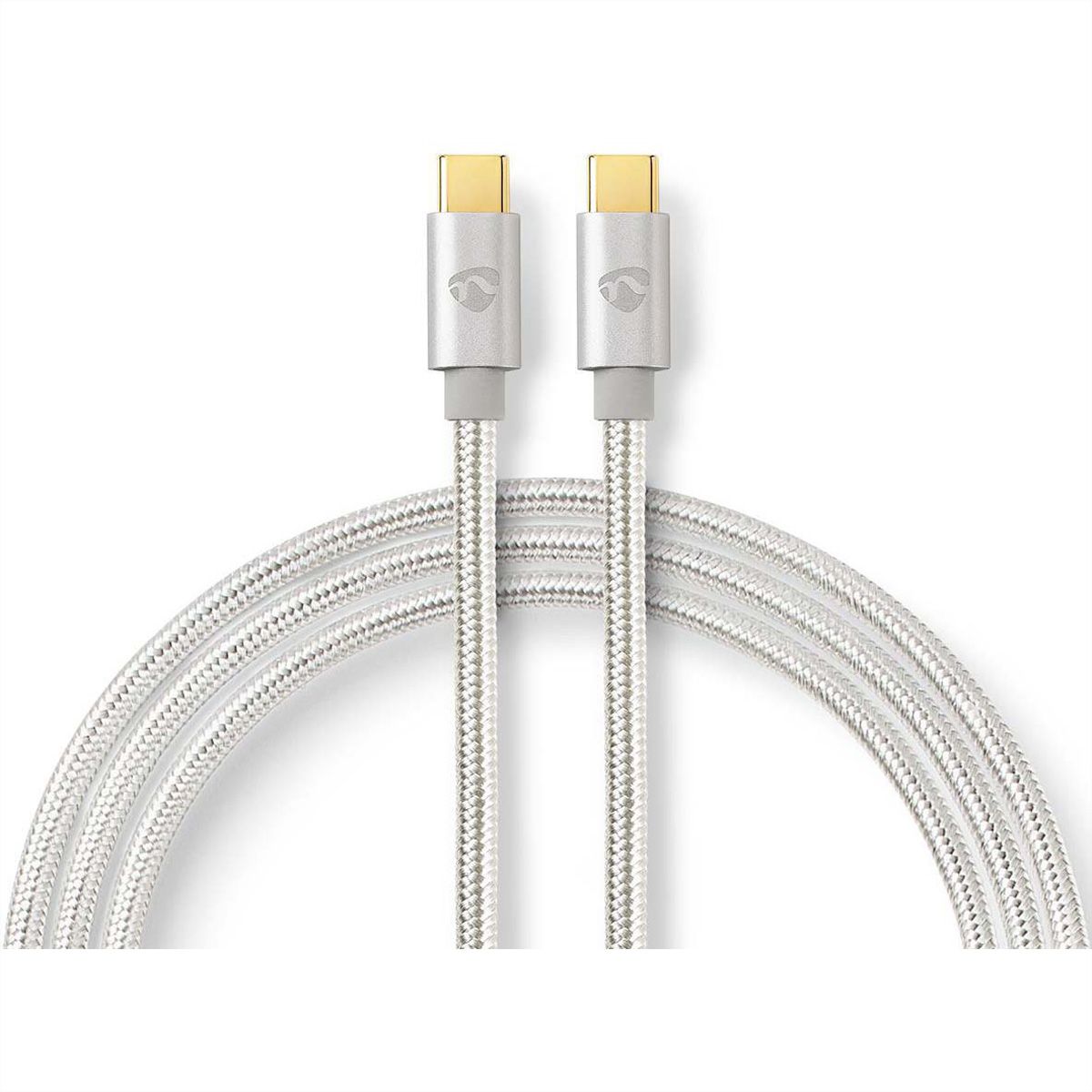 Nedis USB 2.0 Kabel, Typ C-C, ST/ST, 100W, silber, 1m