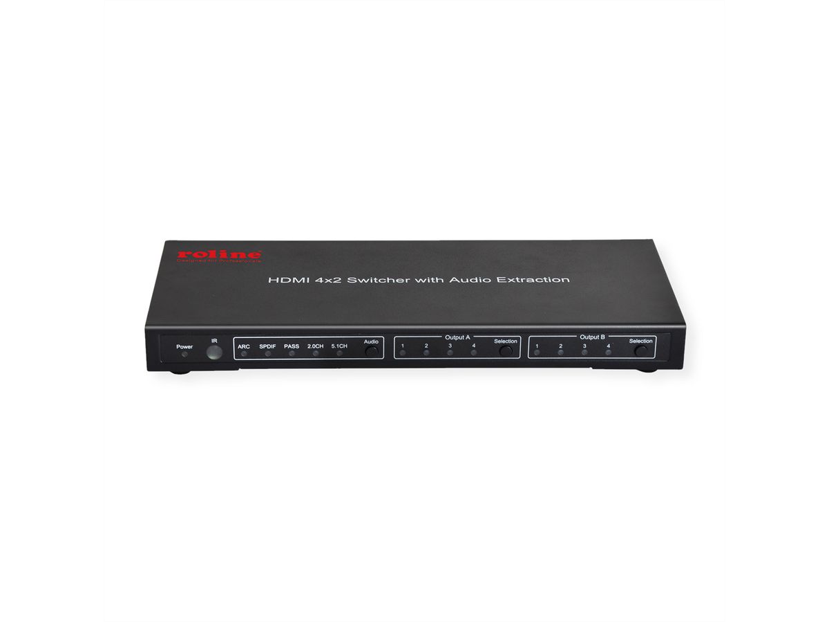 ROLINE Switch Matrix HDMI 4K, 4 x 2 avec télécommande