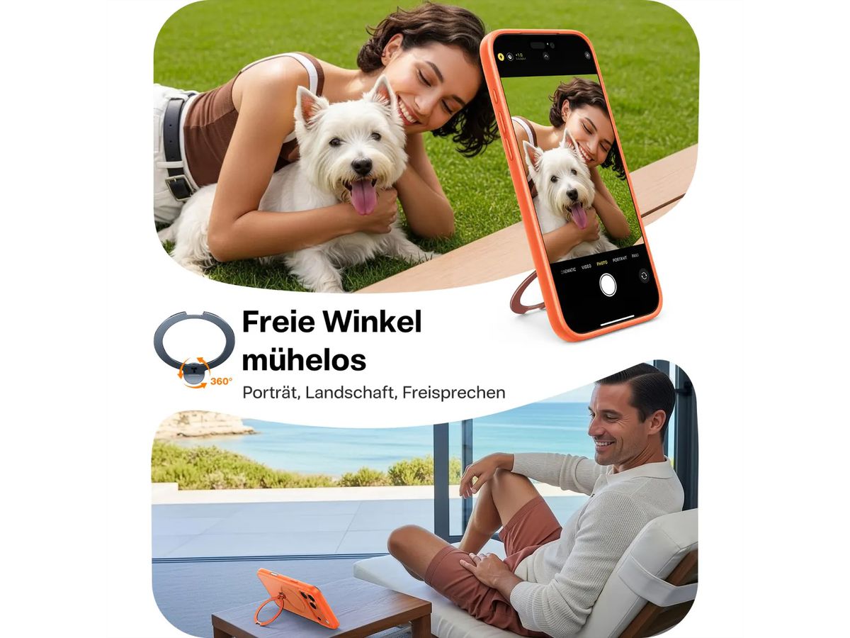 Torras UPRO Ostand Spin Case, iPhone 17 Pro Max, MagSafe, orange