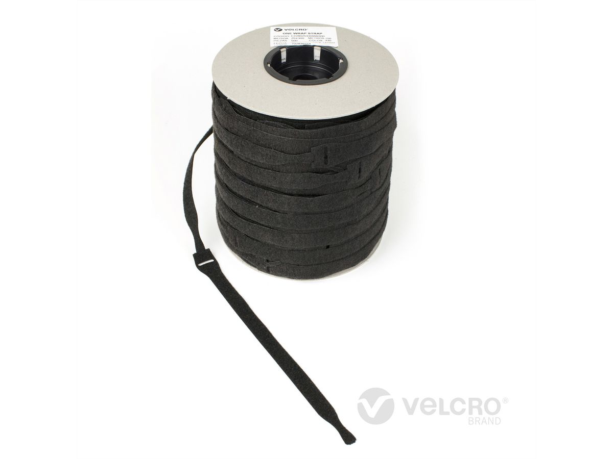 VELCRO® One Wrap® Strap 20mm x 230mm, 750 pièces, ignifugé, noir