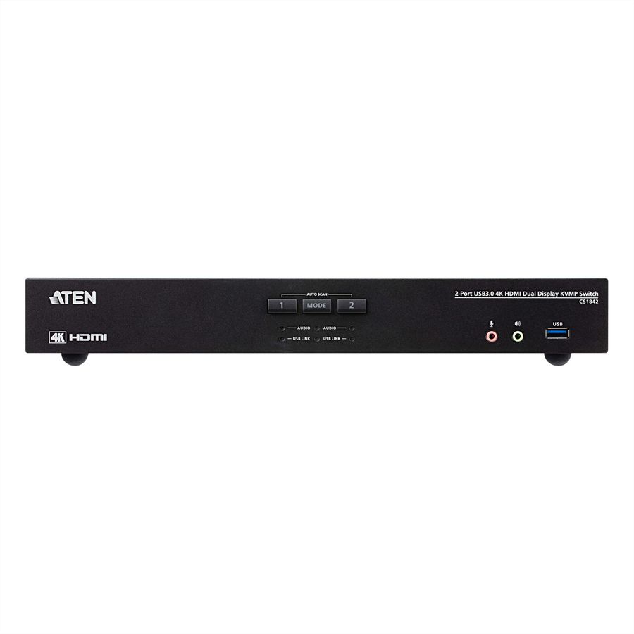 ATEN CS1842 2-Port True 4K HDMI Dual-View KVM Switch mit Audio & USB 3.0Hub