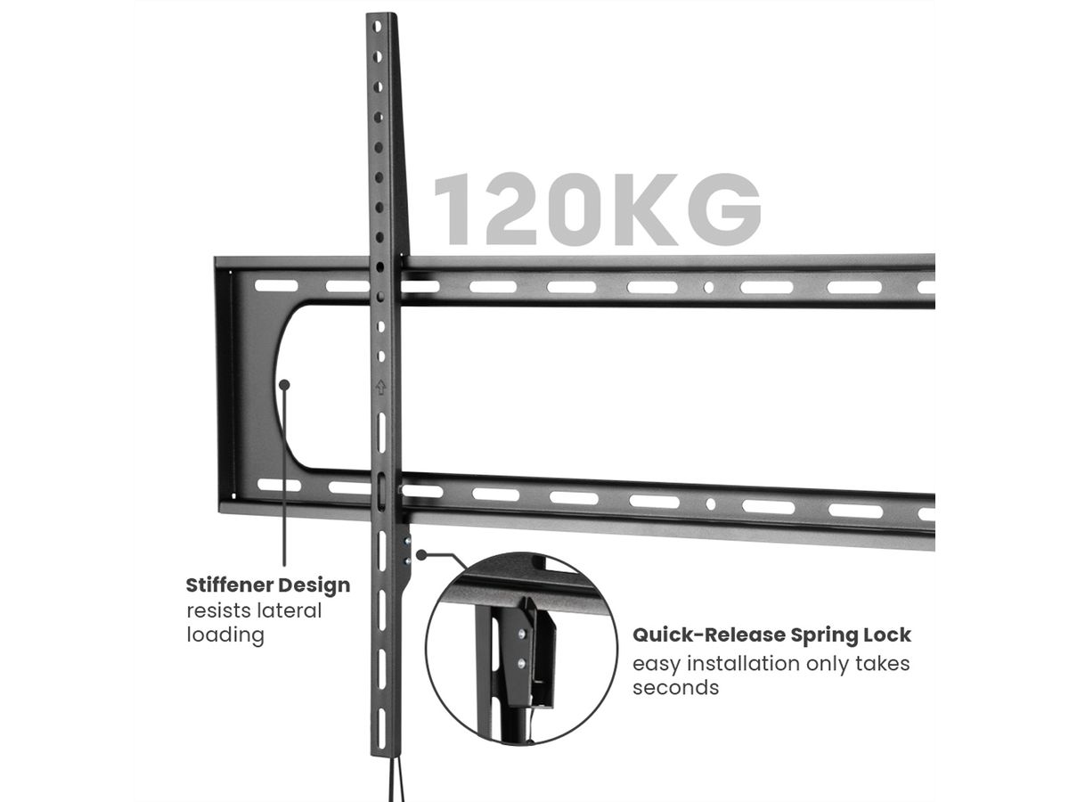 VALUE Support mural TV, distance murale de 35 mm, fixe, <304,8cm/120", <120kg