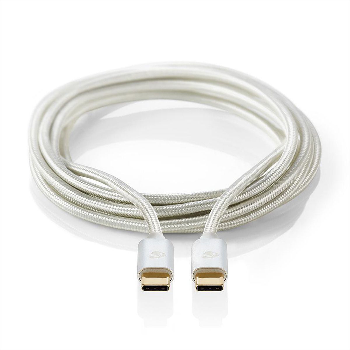 Nedis USB 2.0 Kabel, Typ C-C, ST/ST, 100W, silber, 2m