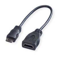 ROLINE Câble HDMI High Speed avec Ethernet, HDMI F - Mini HDMI M, 0,15 m