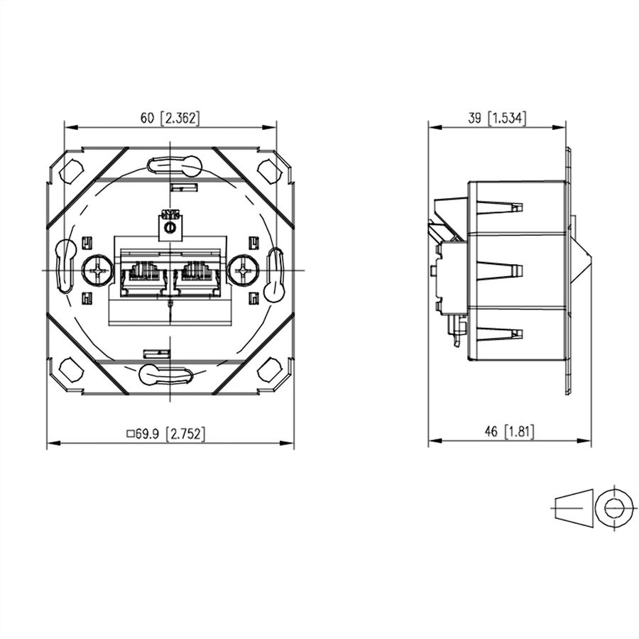 METZ CONNECT E-DAT C6A IDC Dose, 2 Port, UP0, metallisch