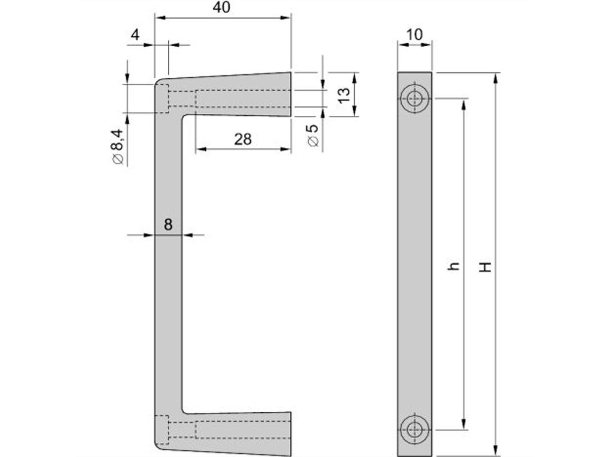 Poignée avant MultipacPRO SCHROFF, en une pièce, largeur 10 mm, 3 U