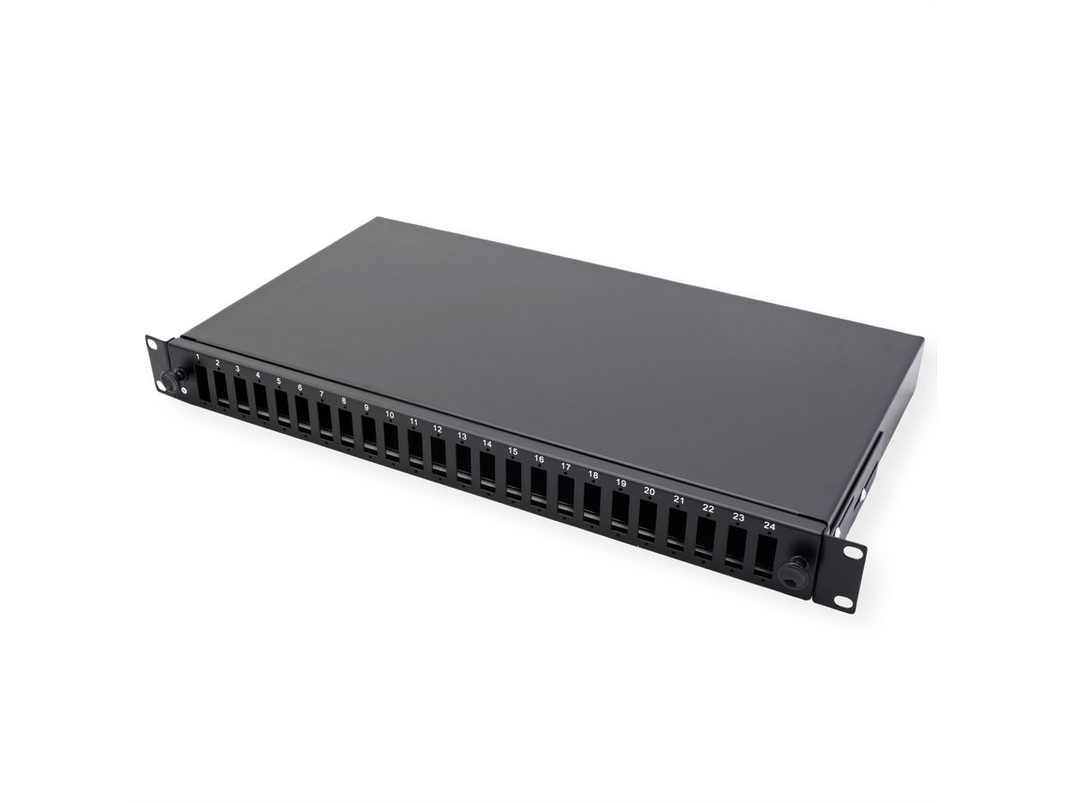 VALUE 19-Zoll-Spleißbox leer 1 HE, 24x SC DX / LC 4-fach, ausziehbar