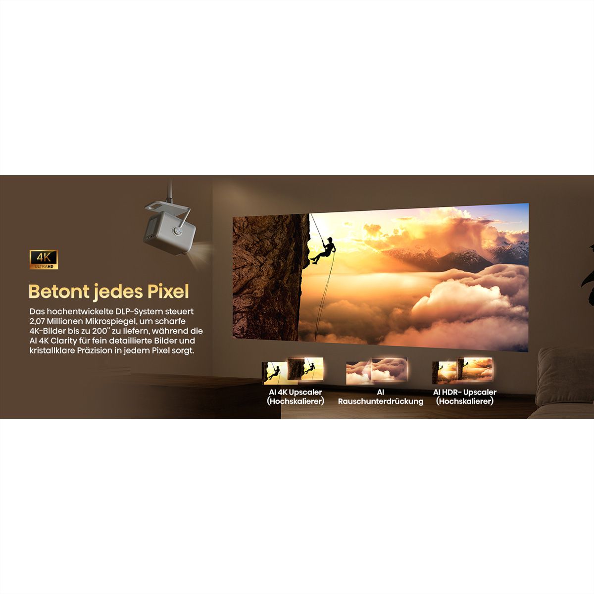 Hisense Laser Beamer M2-Pro, 65"-200", 1300AL, 4K